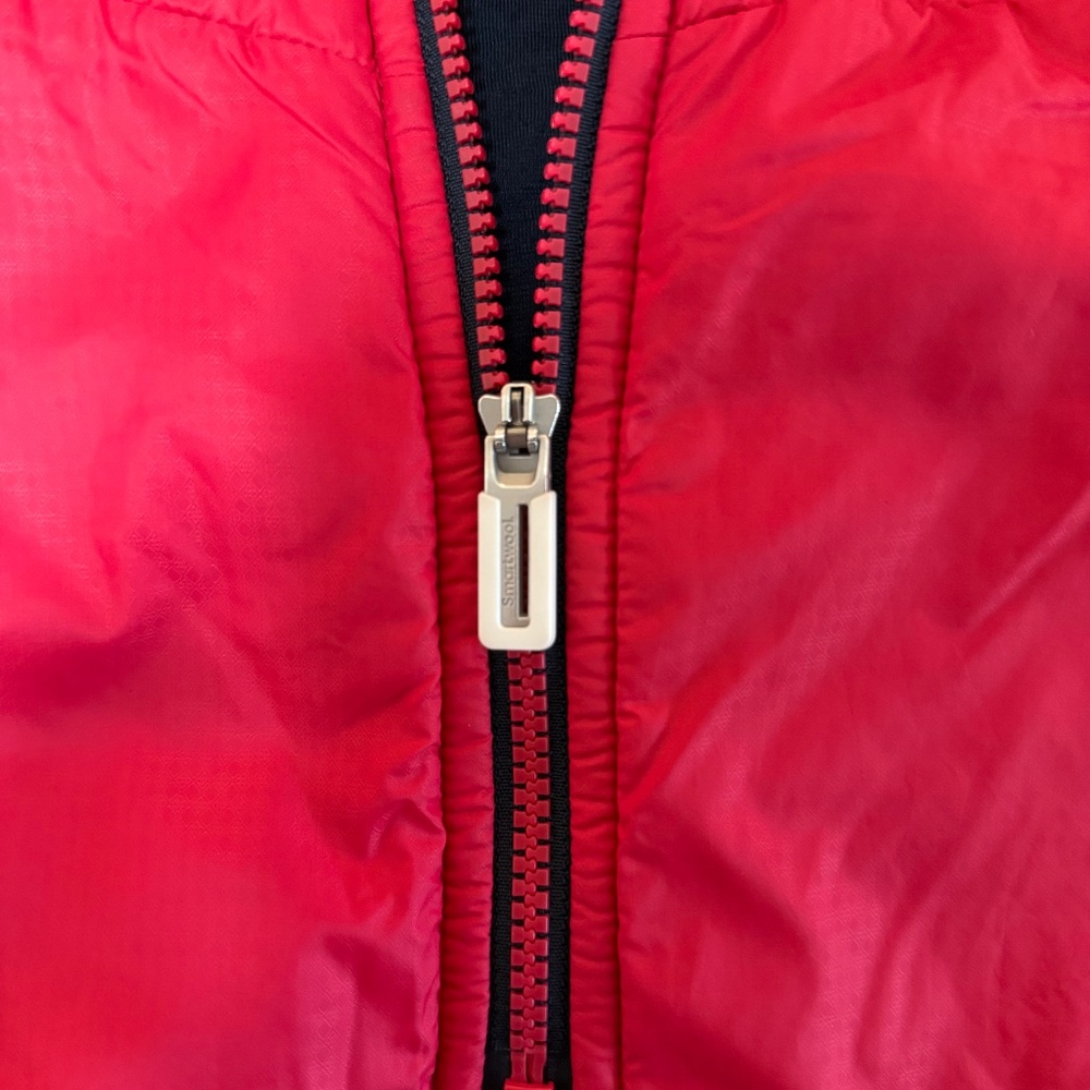 Smartwool Red Hybrid Merino Wool Side Panels Full Zip Puffer Vest Women M - Picture 10 of 13